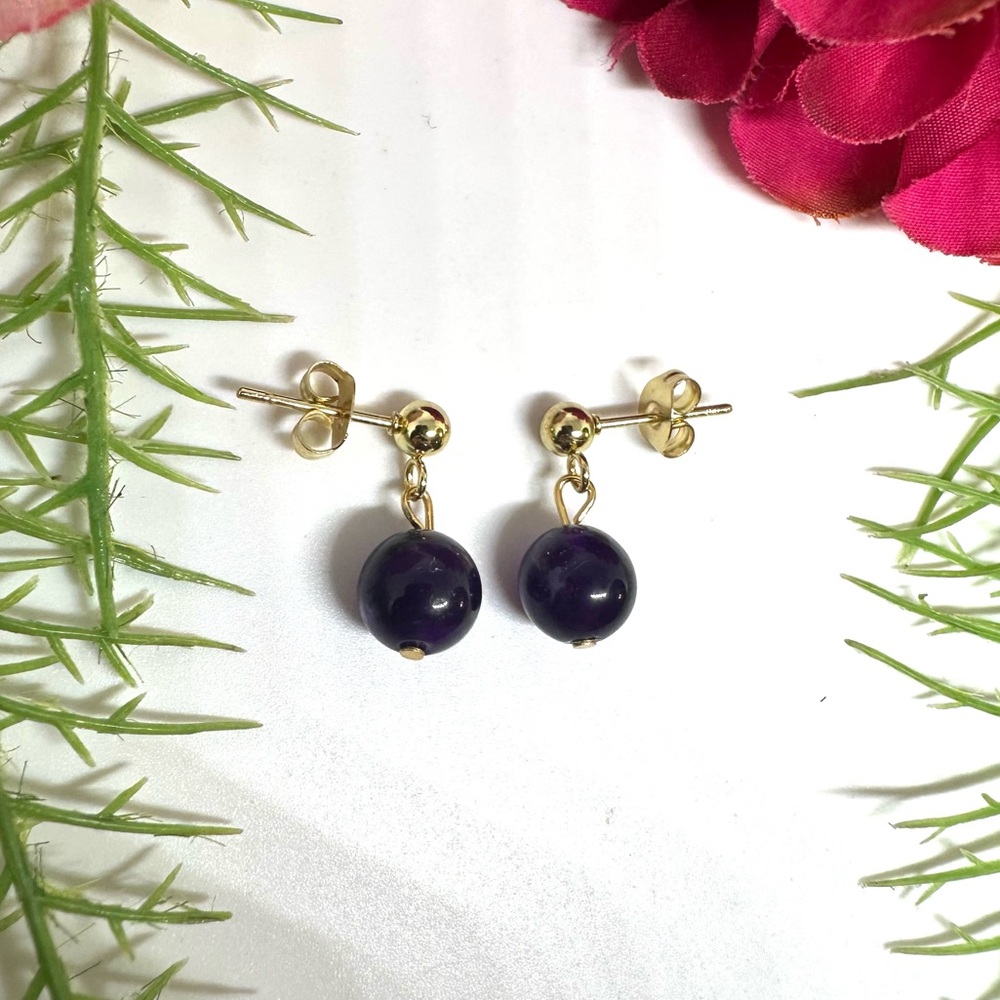 NEW⚜️ AMETHYST Drop Beaded Earrings - Picture 3 of 7